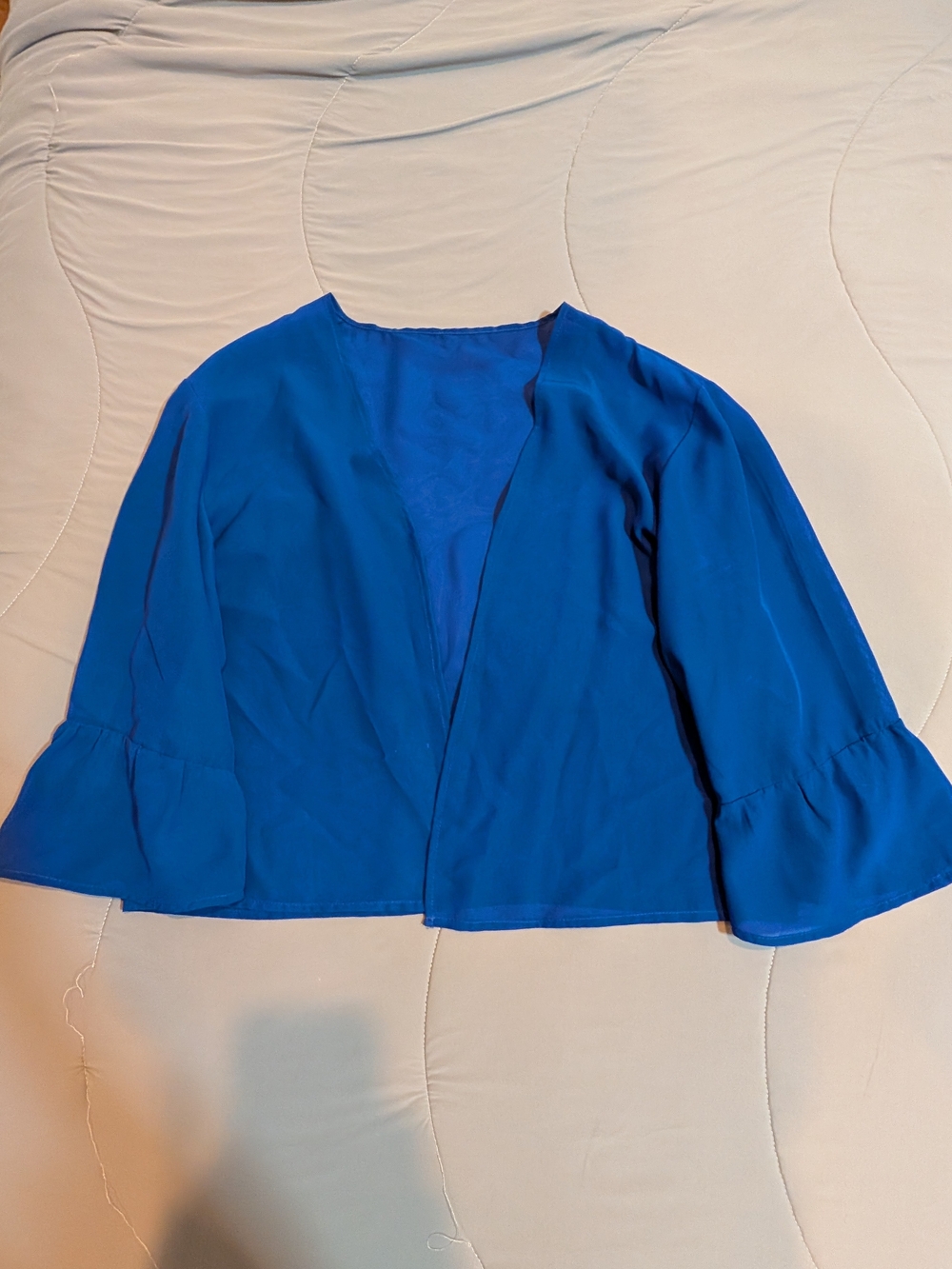 Women's Custom Made Bolero in Royal Blue with 3/4 Bell Sleeves